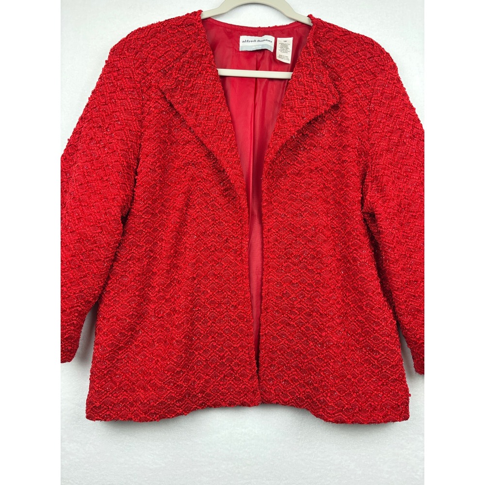 Alfred Dunner Jacket Womens 12P Metallic Textured Blazer Open Front Career